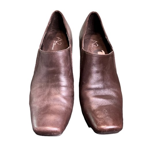 Aerosoles A2 Lake Geneva heeled loafer square toe 8M dark brown elastic … - Picture 9 of 14